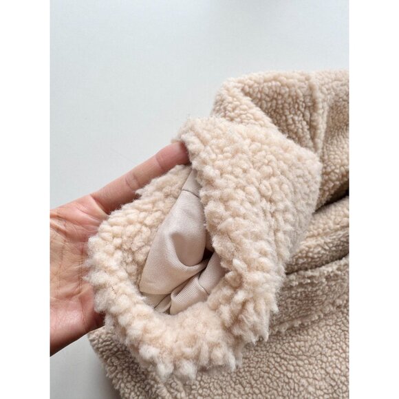 VINCE Beige Polyester Teddy Button Front Boxy Sherpa Jacket, Size XS - Picture 8 of 16